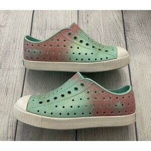 Blue & Pink Glitter Native Natives Jefferson Girl Shoes, Size Youth 13